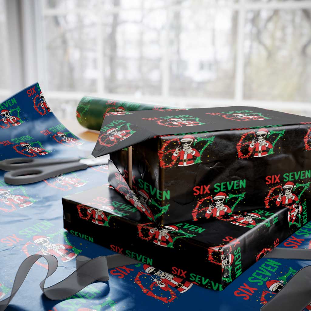 Funny Santa Skeleton Says Six Seven Wrapping Paper Roll Christmas Meme Gift - Wonder Print Shop