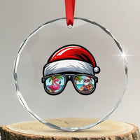Funny Santa Sunglasses Crystal Glass Ornament Beach Christmas Vacation Graphic
