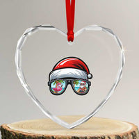 Funny Santa Sunglasses Heart Crystal Glass Ornament Beach Christmas Vacation Graphic