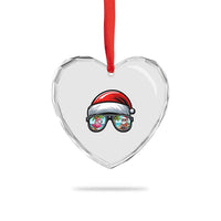 Funny Santa Sunglasses Heart Crystal Glass Ornament Beach Christmas Vacation Graphic