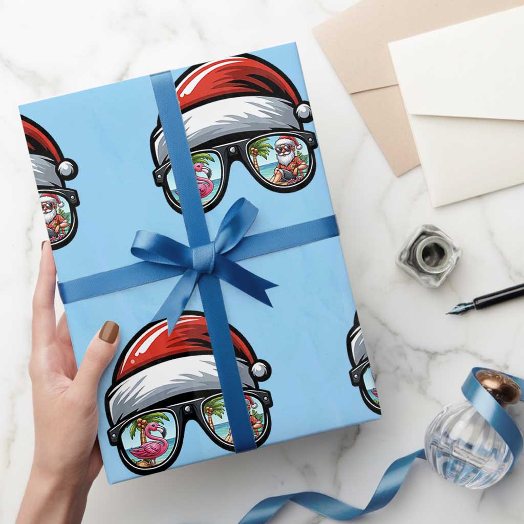 Funny Santa Sunglasses Wrapping Paper Roll Beach Christmas Vacation Graphic