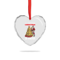 Funny Santa Taco Heart Crystal Glass Ornament All I Want For Christmas Is Taco - Wonder Print Shop