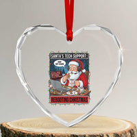 Funny Santa Tech Support Christmas Heart Crystal Glass Ornament Rebooting Christmas Geek Humor Gift - Wonder Print Shop