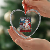 Funny Santa Tech Support Christmas Heart Crystal Glass Ornament Rebooting Christmas Geek Humor Gift - Wonder Print Shop