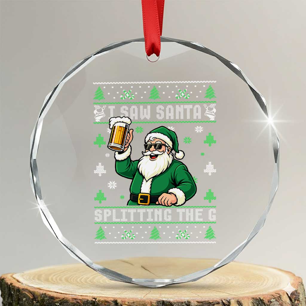 Funny Santa Ugly Christmas Crystal Glass Ornament Drinking Beer Splitting G Inappropriate Adult Humor - Wonder Print Shop