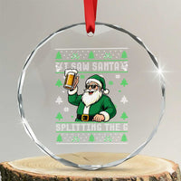 Funny Santa Ugly Christmas Crystal Glass Ornament Drinking Beer Splitting G Inappropriate Adult Humor - Wonder Print Shop