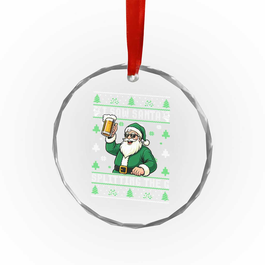 Funny Santa Ugly Christmas Crystal Glass Ornament Drinking Beer Splitting G Inappropriate Adult Humor - Wonder Print Shop