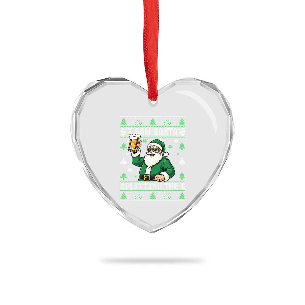 Funny Santa Ugly Christmas Heart Crystal Glass Ornament Drinking Beer Splitting G Inappropriate Adult Humor - Wonder Print Shop