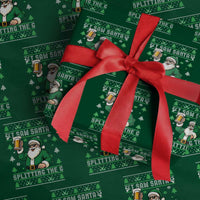 Funny Santa Ugly Christmas Wrapping Paper Roll Drinking Beer Splitting G Inappropriate Adult Humor - Wonder Print Shop