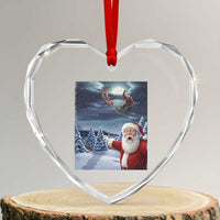 Funny Santa With Bigfoot Selfie Christmas Heart Crystal Glass Ornament - Wonder Print Shop