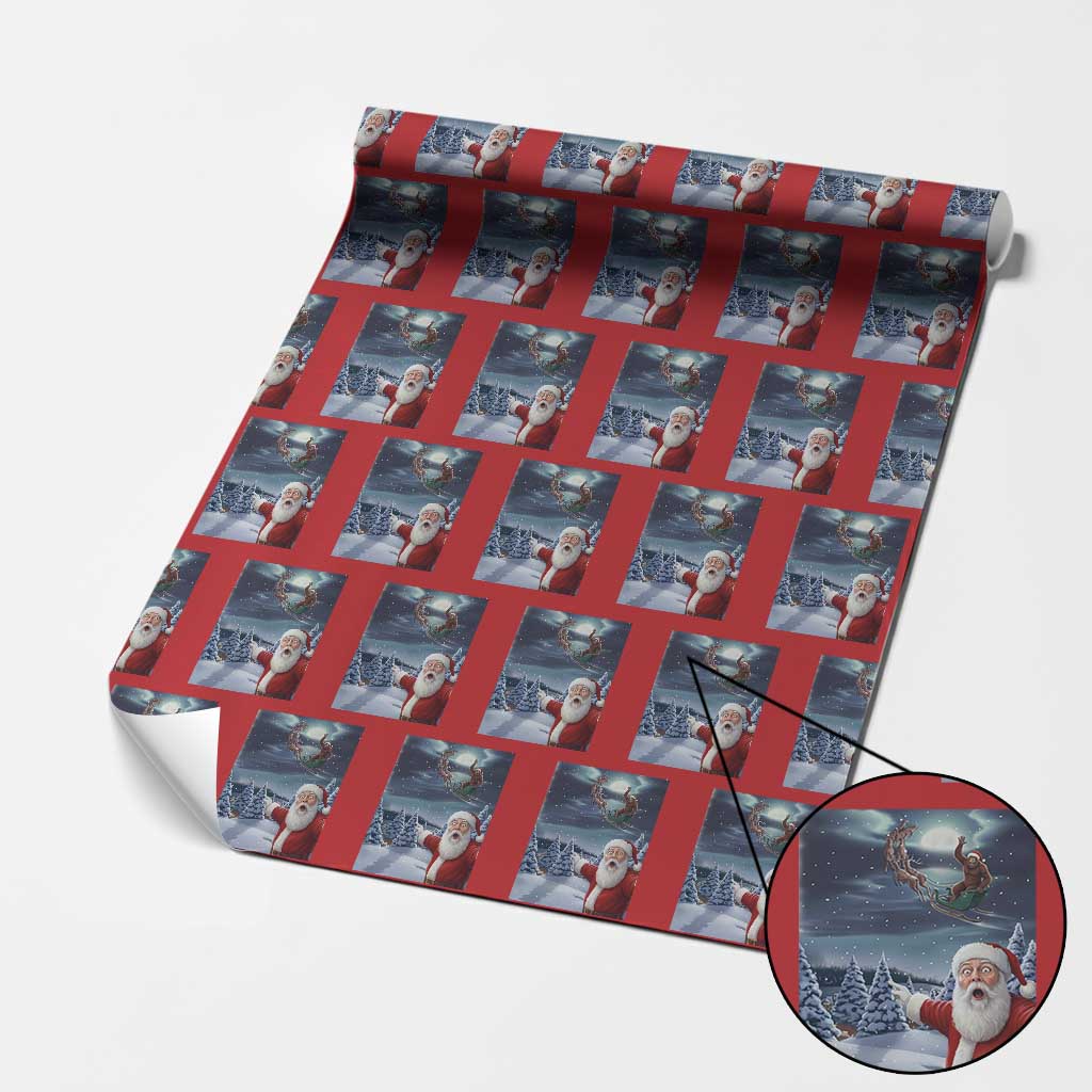 Funny Santa With Bigfoot Selfie Christmas Wrapping Paper Roll - Wonder Print Shop