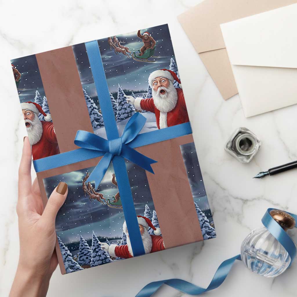 Funny Santa With Bigfoot Selfie Christmas Wrapping Paper Roll - Wonder Print Shop