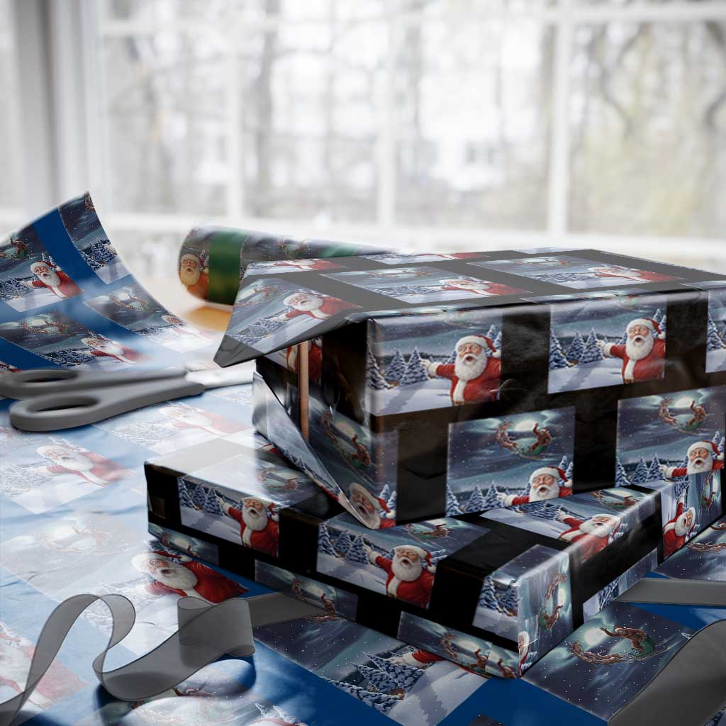 Funny Santa With Bigfoot Selfie Christmas Wrapping Paper Roll - Wonder Print Shop