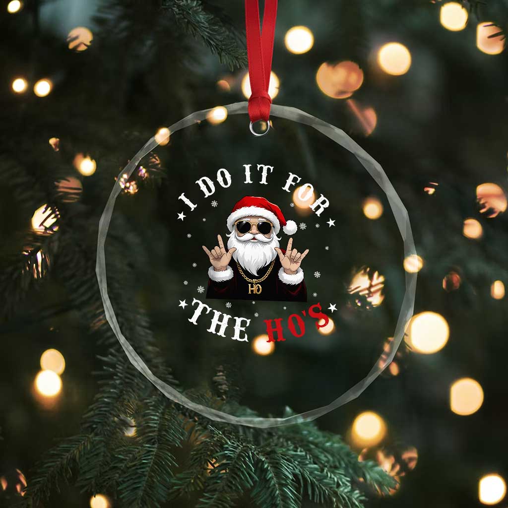 Funny Santa Xmas Crystal Glass Ornament I Do It For The Ho's Rude Xmas TS10