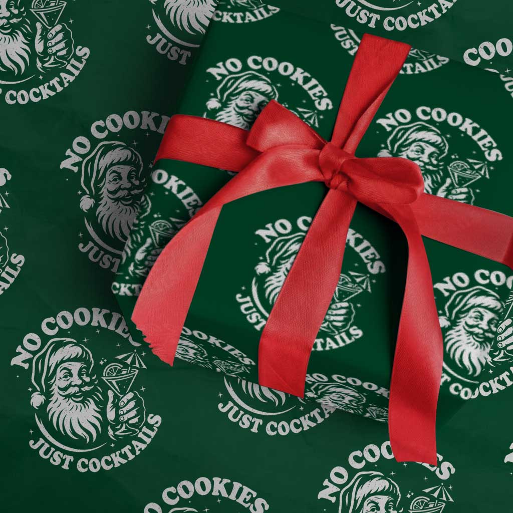 Funny Santa Xmas In July Wrapping Paper Roll No Cookies Just Cocktails Summer Xmas - Wonder Print Shop
