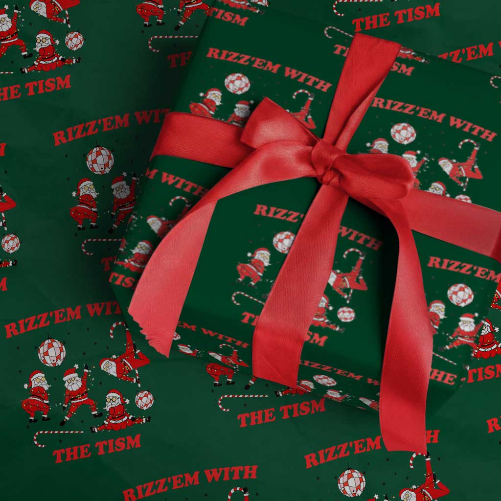 Funny Santa Xmas Wrapping Paper Roll Rizz Em With The Tism - Wonder Print Shop