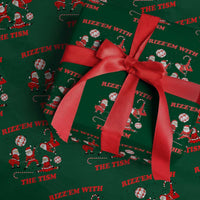 Funny Santa Xmas Wrapping Paper Roll Rizz Em With The Tism - Wonder Print Shop