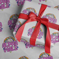 Funny Sarcastic Alpha Male Wrapping Paper Roll Unicorn Sarcastic Ironic Weird Y2K Humor