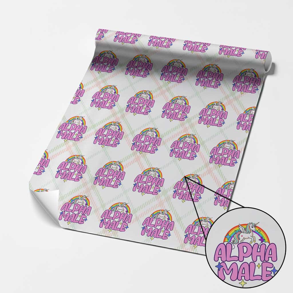 Funny Sarcastic Alpha Male Wrapping Paper Roll Unicorn Sarcastic Ironic Weird Y2K Humor