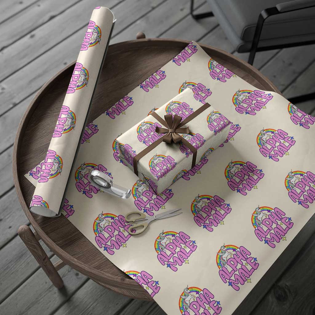 Funny Sarcastic Alpha Male Wrapping Paper Roll Unicorn Sarcastic Ironic Weird Y2K Humor