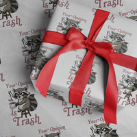 Funny Sarcastic Raccoon Coffee Lover Wrapping Paper Roll Your Opinion Is Trash Gift - Wonder Print Shop
