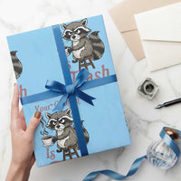 Funny Sarcastic Raccoon Coffee Lover Wrapping Paper Roll Your Opinion Is Trash Gift - Wonder Print Shop