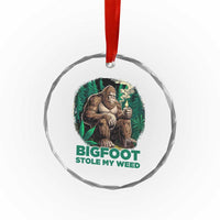 Funny Sasquatch Marijuana Crystal Glass Ornament Bigfoot Stole My Weed Vintage 420 - Wonder Print Shop