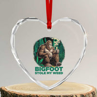 Funny Sasquatch Marijuana Heart Crystal Glass Ornament Bigfoot Stole My Weed Vintage 420 - Wonder Print Shop