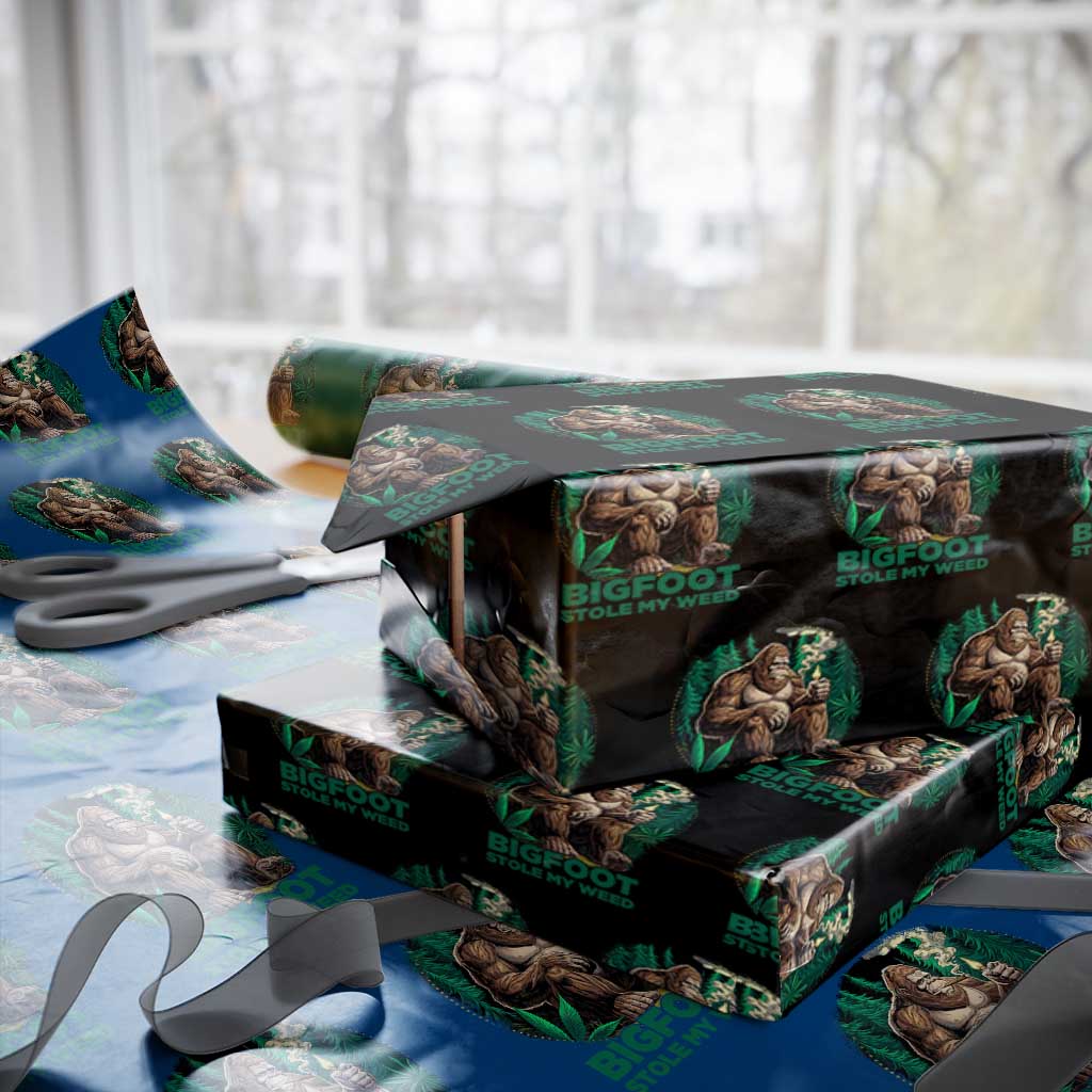 Funny Sasquatch Marijuana Wrapping Paper Roll Bigfoot Stole My Weed Vintage 420 - Wonder Print Shop