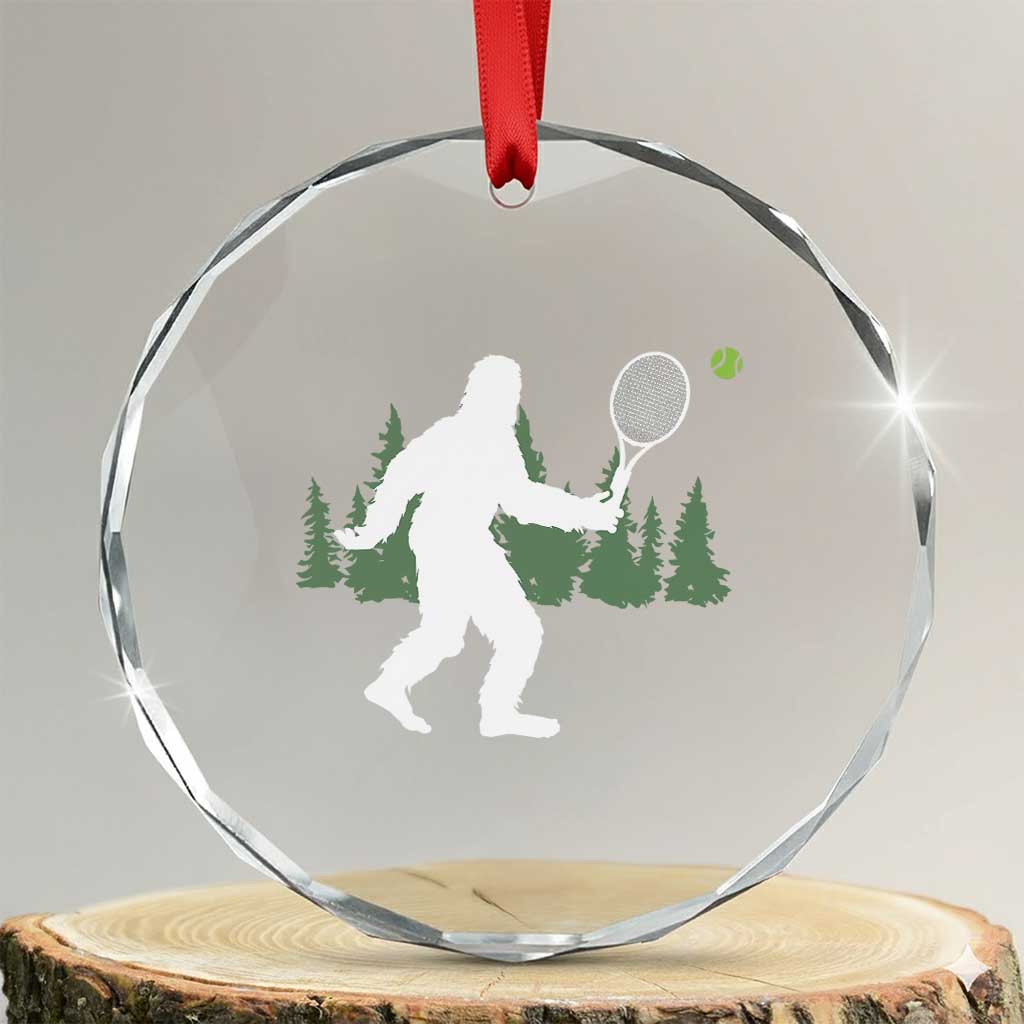 Funny Sasquatch Tennis Player Crystal Glass Ornament Folklore Cryptid Gift - Wonder Print Shop