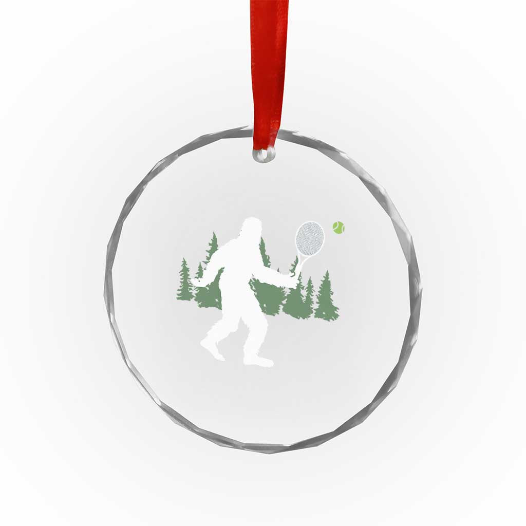 Funny Sasquatch Tennis Player Crystal Glass Ornament Folklore Cryptid Gift - Wonder Print Shop