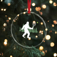 Funny Sasquatch Tennis Player Crystal Glass Ornament Folklore Cryptid Gift - Wonder Print Shop