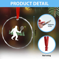 Funny Sasquatch Tennis Player Crystal Glass Ornament Folklore Cryptid Gift - Wonder Print Shop