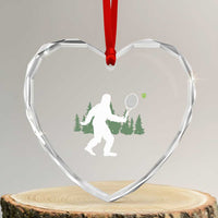 Funny Sasquatch Tennis Player Heart Crystal Glass Ornament Folklore Cryptid Gift - Wonder Print Shop
