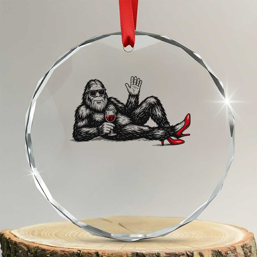 Funny Sassquatch Sexy Crystal Glass Ornament Bigfoot With Cocktail Party Humor - Wonder Print Shop
