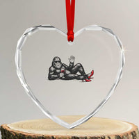 Funny Sassquatch Sexy Heart Crystal Glass Ornament Bigfoot With Cocktail Party Humor - Wonder Print Shop