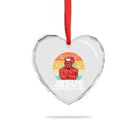 Funny Satan Christmas Heart Crystal Glass Ornament Jesus Has Your Back - Wonder Print Shop