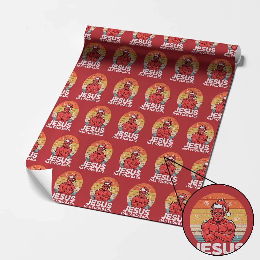 Funny Satan Christmas Wrapping Paper Roll Jesus Has Your Back - Wonder Print Shop