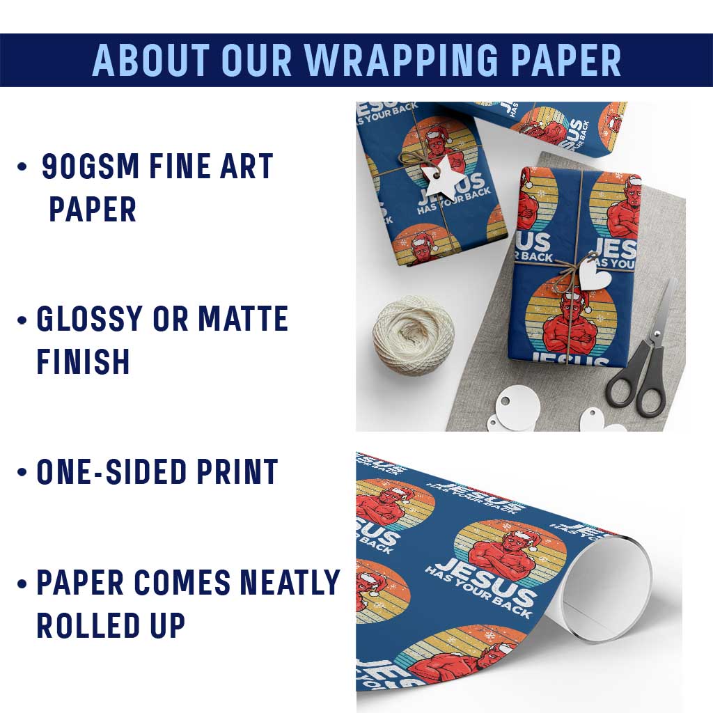 Funny Satan Christmas Wrapping Paper Roll Jesus Has Your Back - Wonder Print Shop