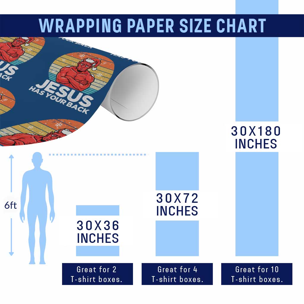 Funny Satan Christmas Wrapping Paper Roll Jesus Has Your Back - Wonder Print Shop