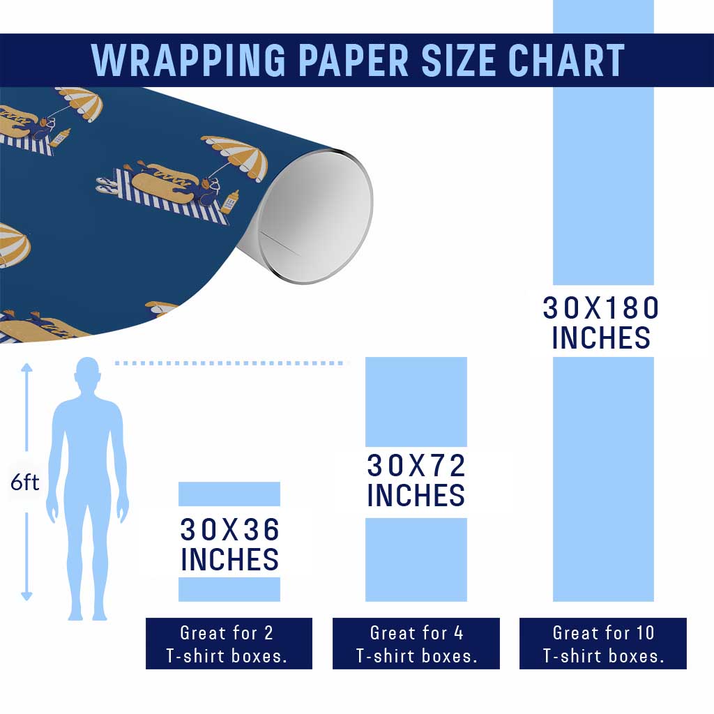 Funny Sausage Dog Wrapping Paper Roll Retro Summer Hot Dog Graphic Dachshund Dog Lover Gift