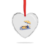 Funny Sausage Dog Heart Crystal Glass Ornament Retro Summer Hot Dog Graphic Dachshund Dog Lover Gift
