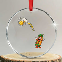 Funny Sausage Waiting For Beer Crystal Glass Ornament Oktoberfest Gift
