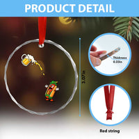 Funny Sausage Waiting For Beer Crystal Glass Ornament Oktoberfest Gift