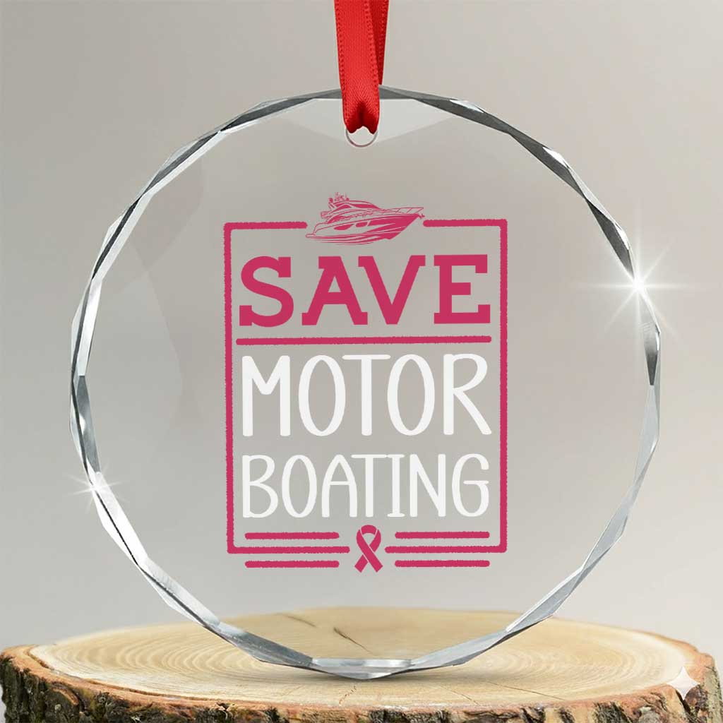 Funny Save Motor Boating Crystal Glass Ornament Beat Breast Cancer Pink Ribbon TS11