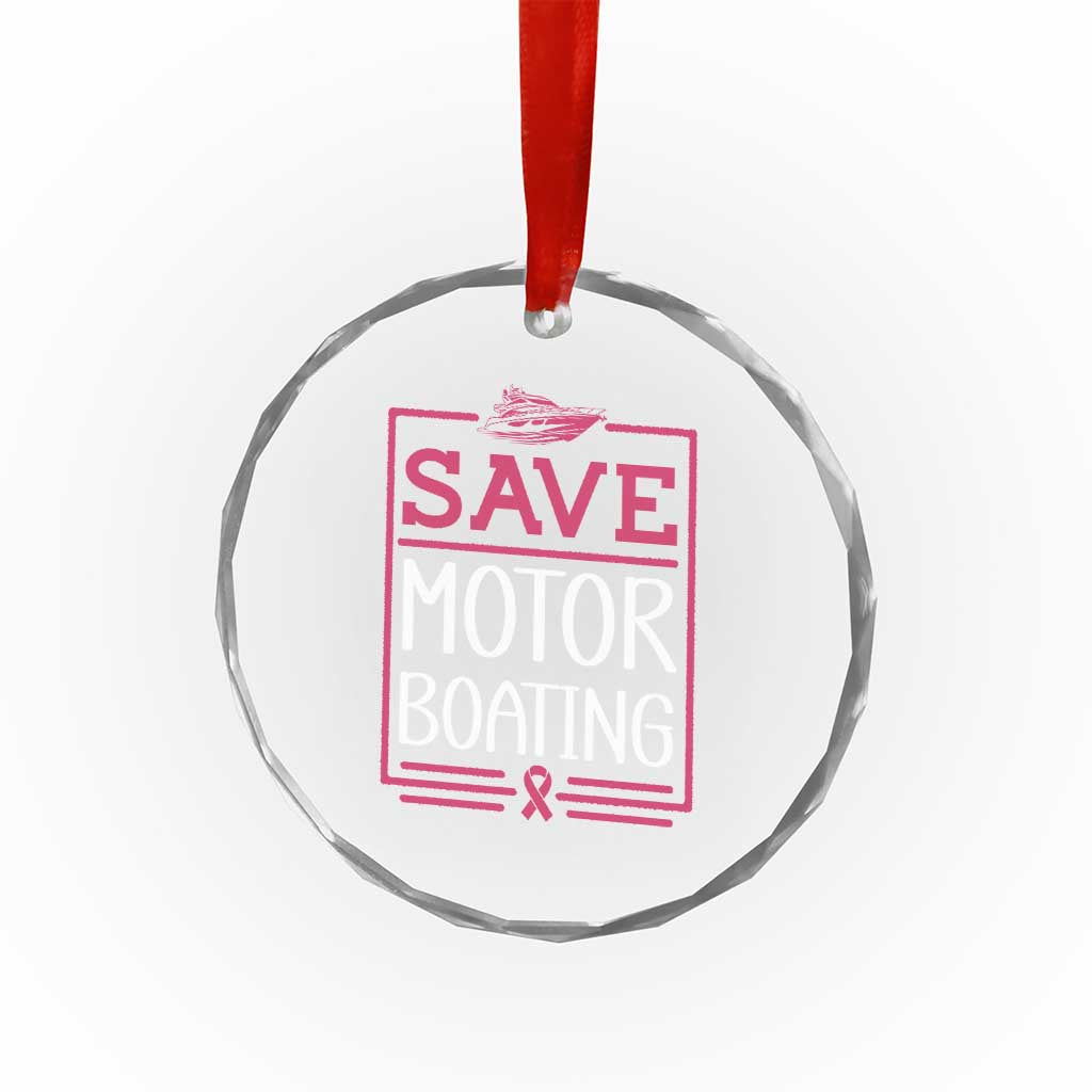 Funny Save Motor Boating Crystal Glass Ornament Beat Breast Cancer Pink Ribbon TS11