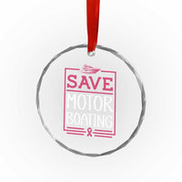Funny Save Motor Boating Crystal Glass Ornament Beat Breast Cancer Pink Ribbon TS11