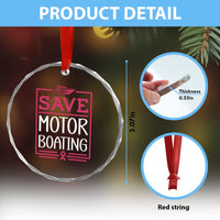 Funny Save Motor Boating Crystal Glass Ornament Beat Breast Cancer Pink Ribbon TS11