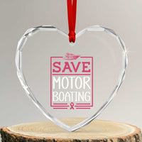 Funny Save Motor Boating Heart Crystal Glass Ornament Beat Breast Cancer Pink Ribbon - Wonder Print Shop