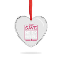 Funny Save Motor Boating Heart Crystal Glass Ornament Beat Breast Cancer Pink Ribbon - Wonder Print Shop